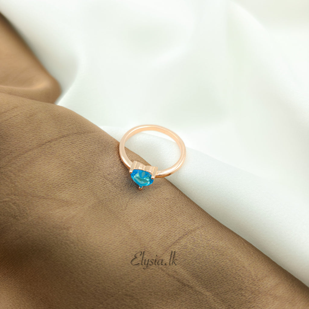Emerald Crystal Heart Solitaire Ring – Gold Plated 925 Silver