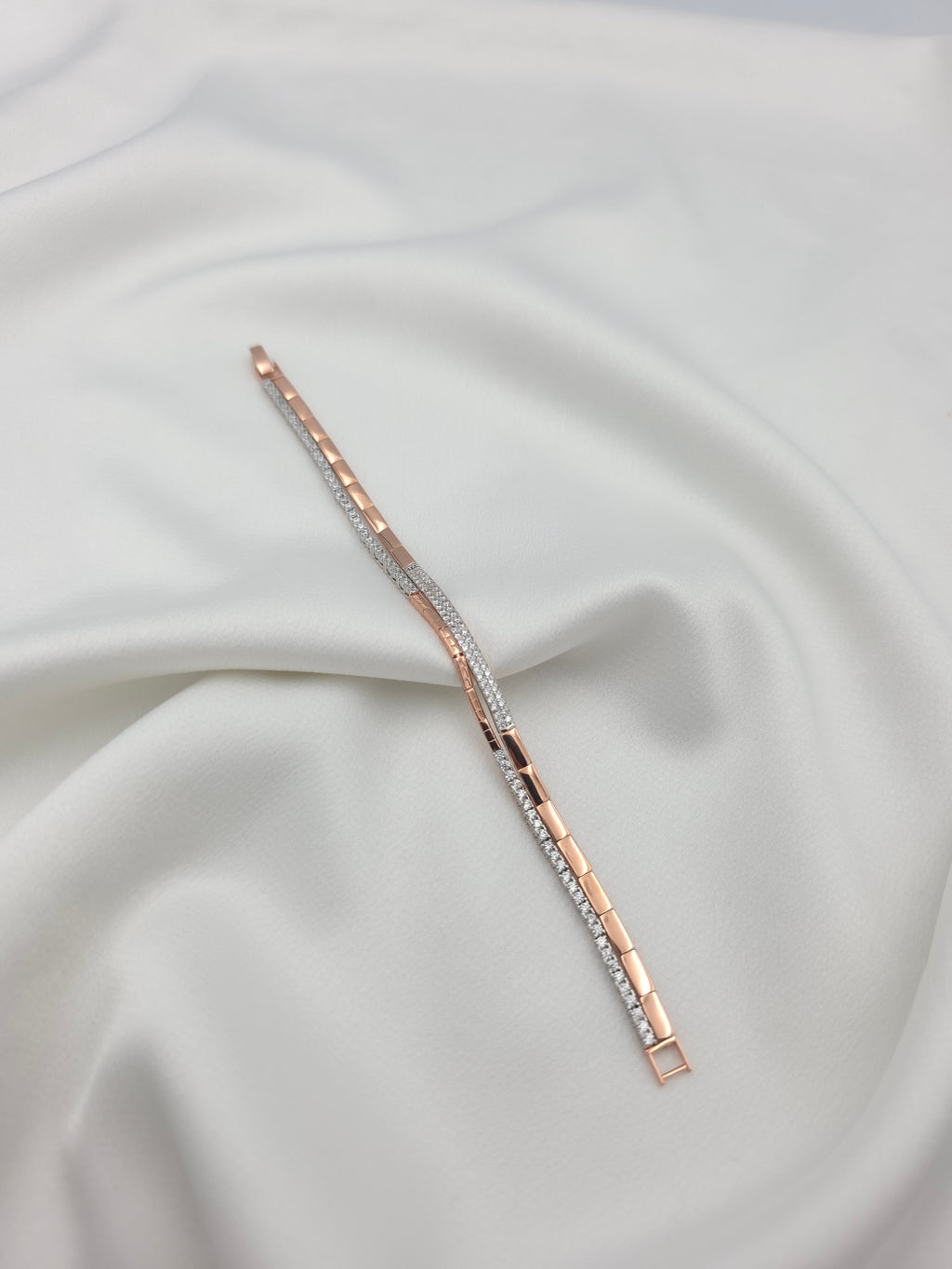 Luna Dual-Tone Tennis Bracelet – 925 Silver in Rose Gold