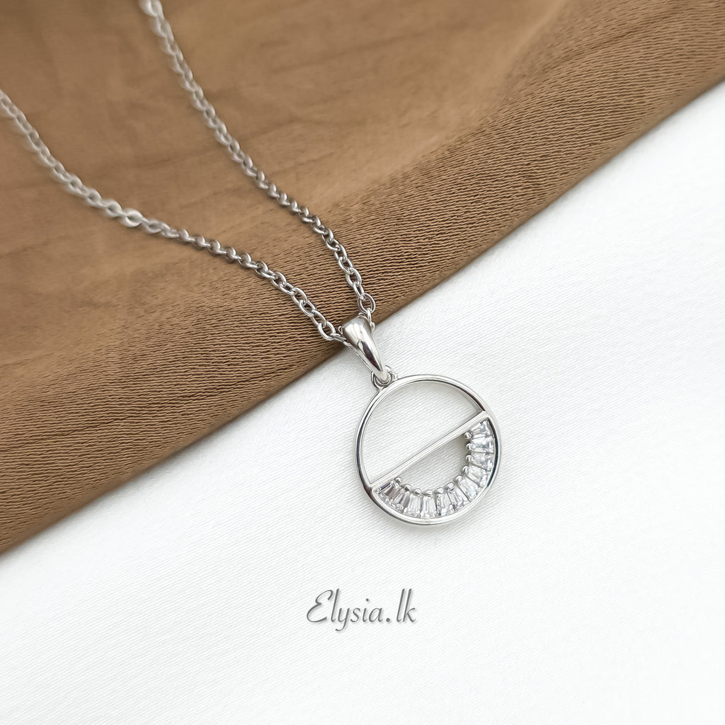Luna Arc Circle Silver Necklace