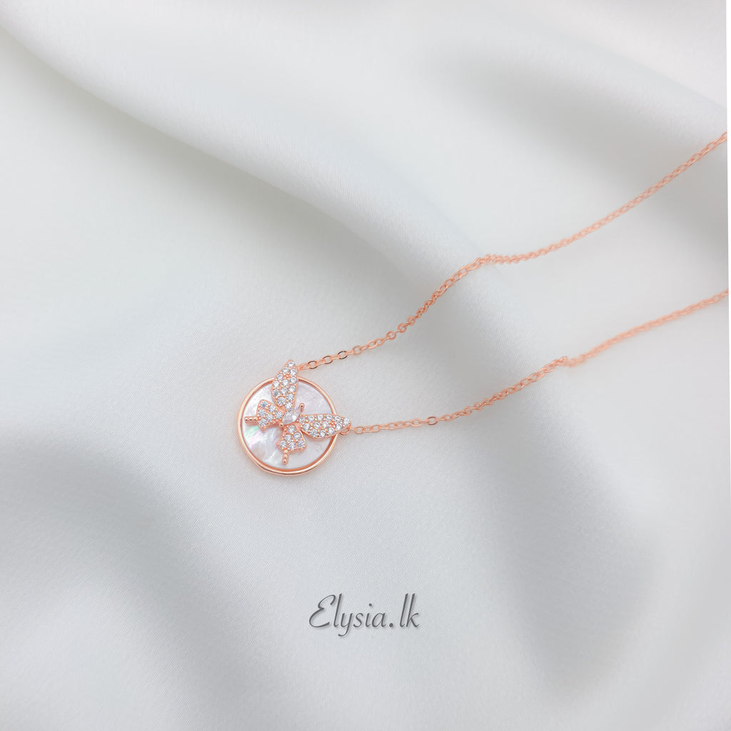 Aurora Butterfly Pendant – 925 Silver in Rose Gold