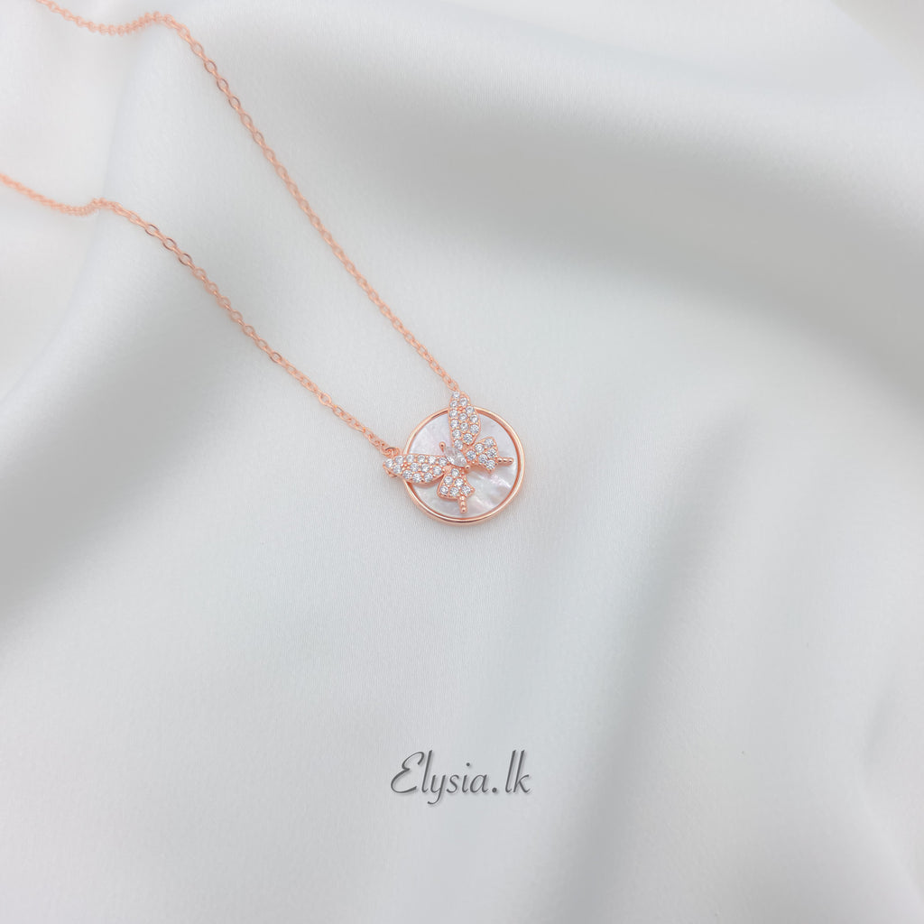 Aurora Butterfly Pendant – 925 Silver in Rose Gold