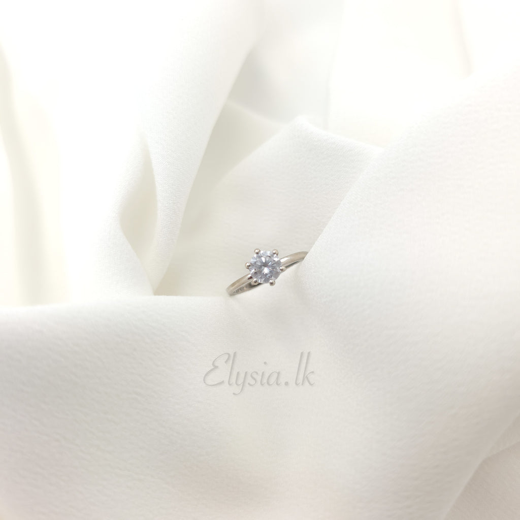 Minimalist Silver Solitaire Ring