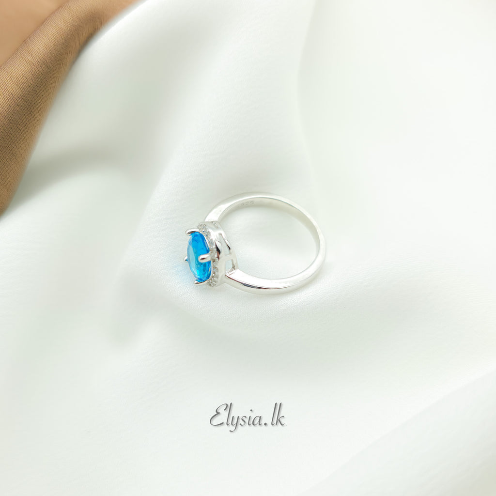 Azure Halo Oval Ring – 925 Silver