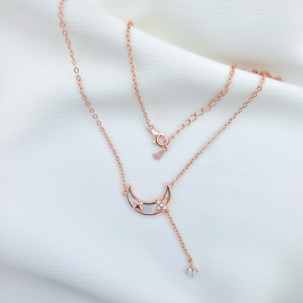 Rose Gold Celestial Drop Necklace