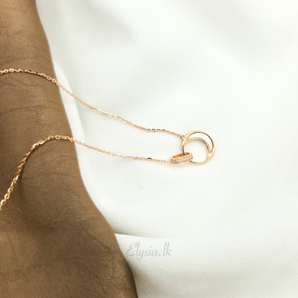 Interlock Circle Pendant Necklace – Rose Gold 925 Silver