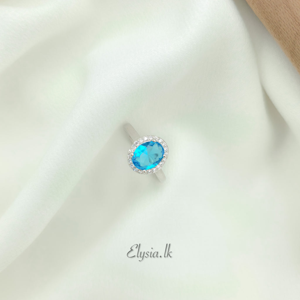 Azure Halo Oval Ring – 925 Silver