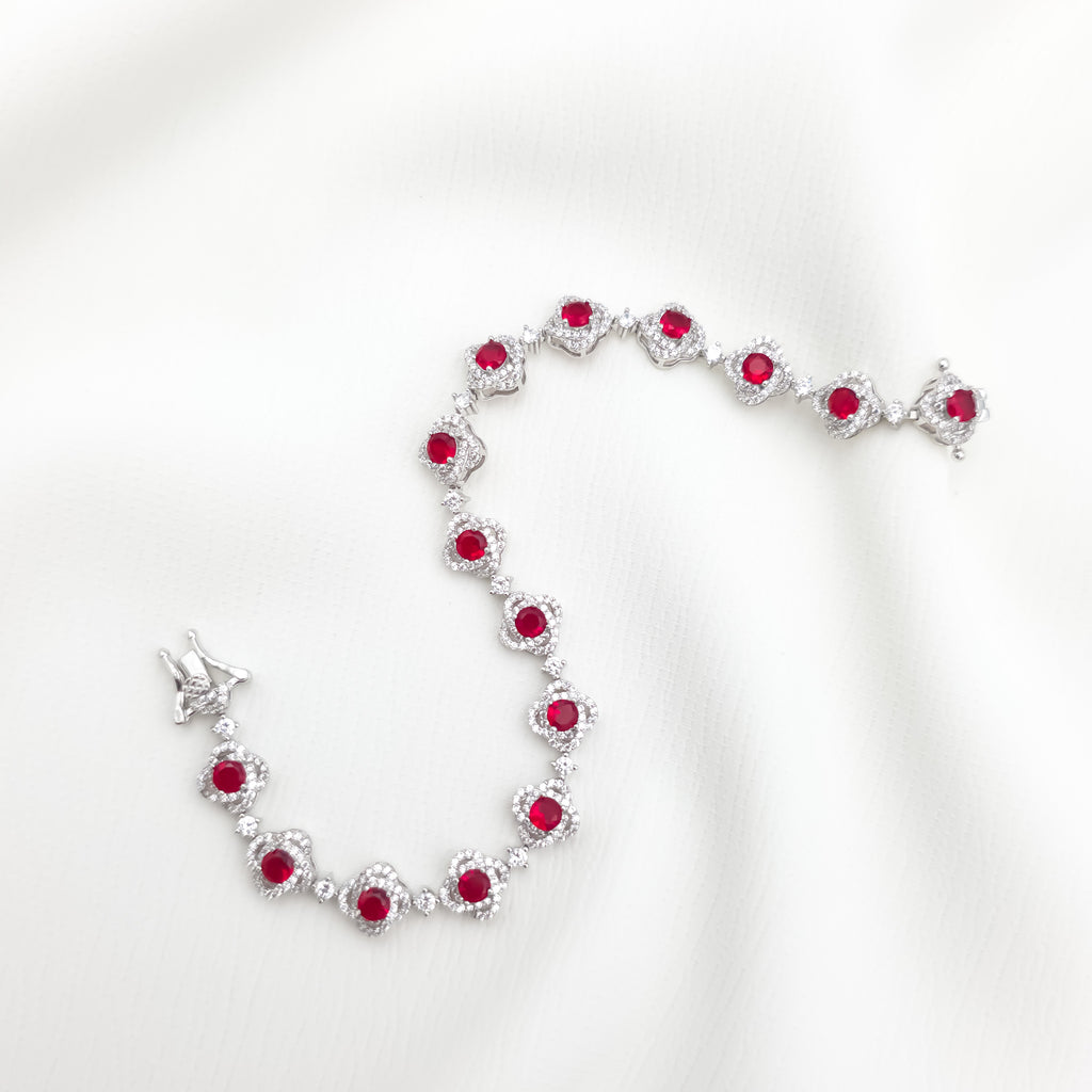 Ruby crustal Halo Tennis Bracelet