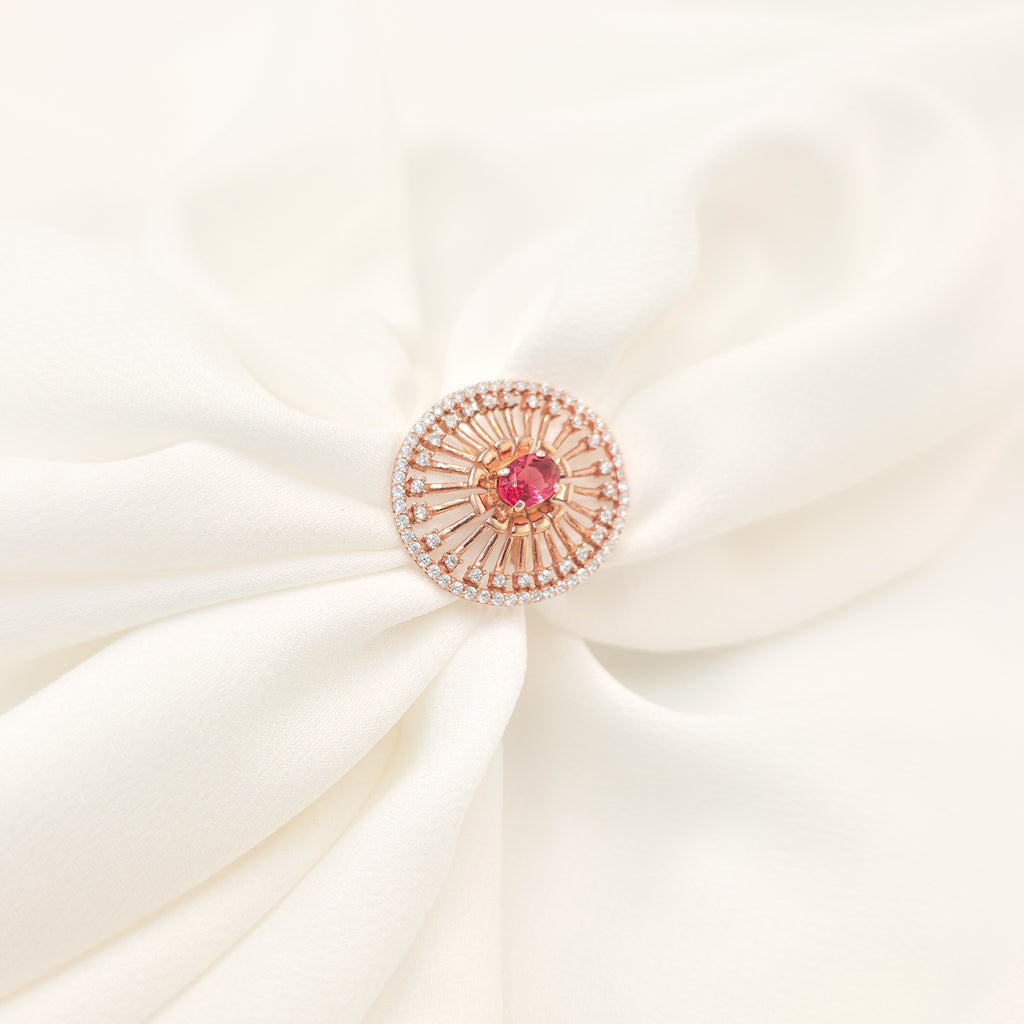 Radiant Halo Statement Ring – Rose Gold Plated 925 Silver
