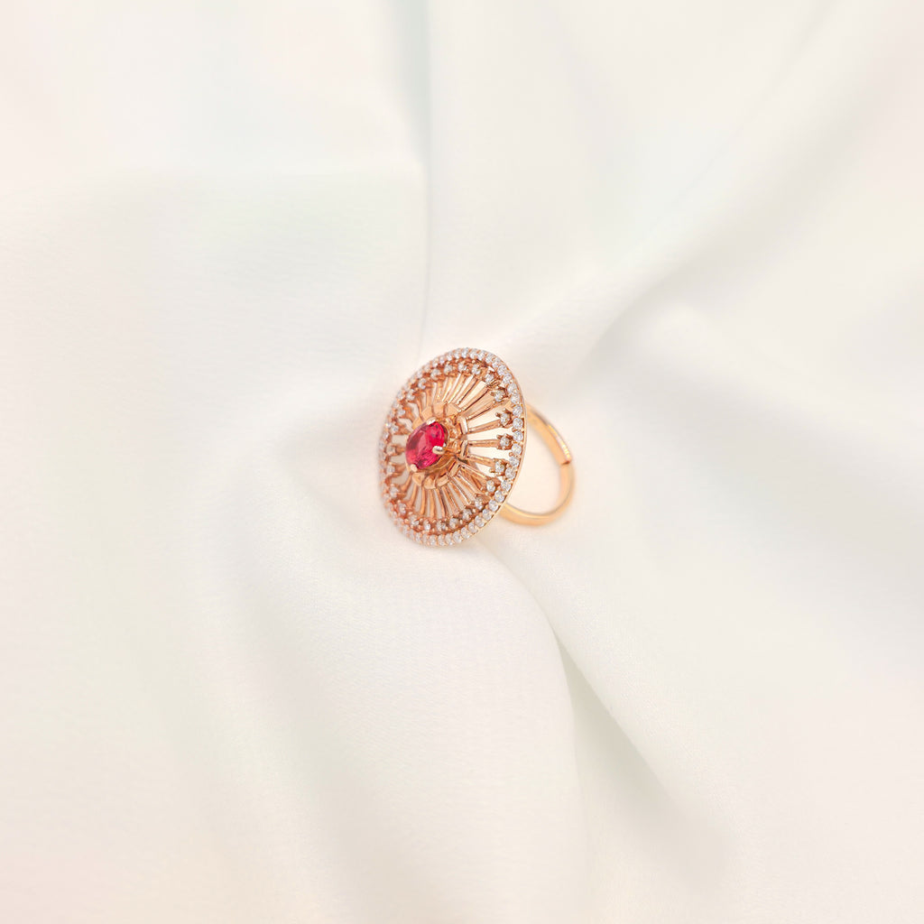 Radiant Halo Statement Ring – Rose Gold Plated 925 Silver