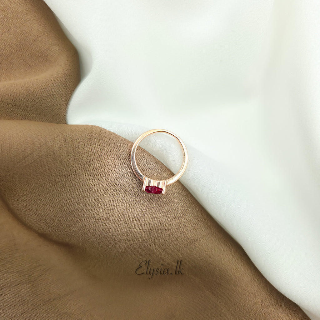 Ruby Heart Solitaire Ring – Rose Gold 925 Silver