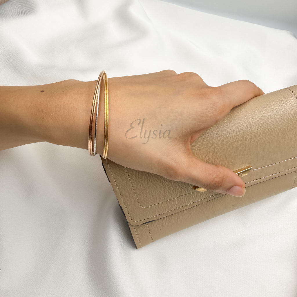 Tri-Tone Minimal Bangle | 925 Silver Plated