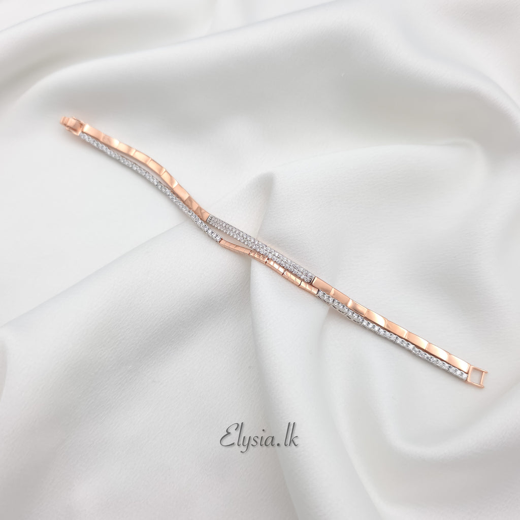 Luna Dual-Tone Tennis Bracelet – 925 Silver in Rose Gold