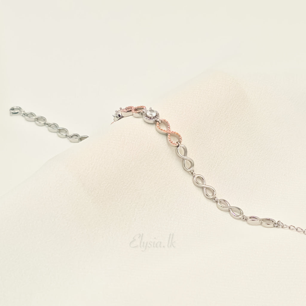 925 Silver Two-Tone Infinity Bracelet
