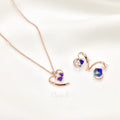 Amora Crystal Heart Necklace & Stud Earrings Set – Rose Gold Plated