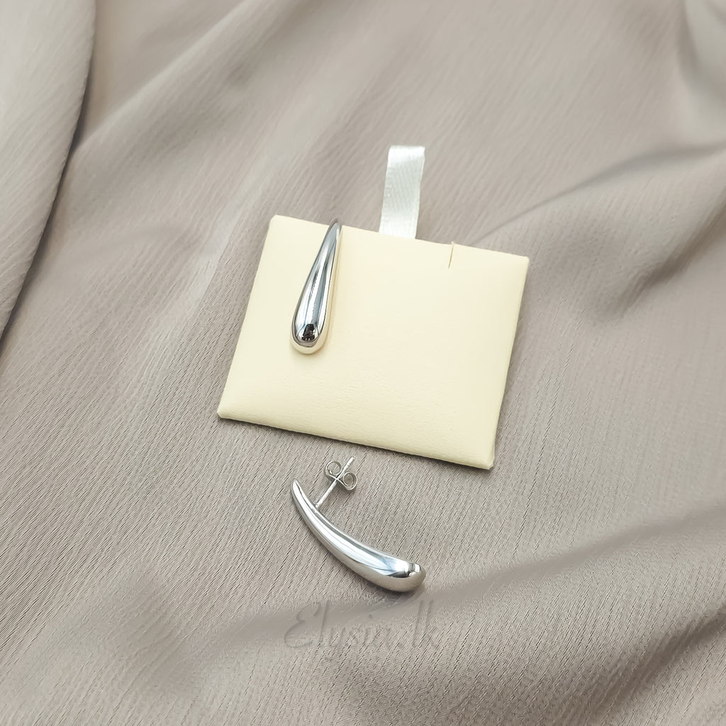 925 Silver Minimal Curve Drop Earrings