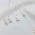 Blue Floral Crystal Jewelry Set – Rose Gold Plated 925 Silver