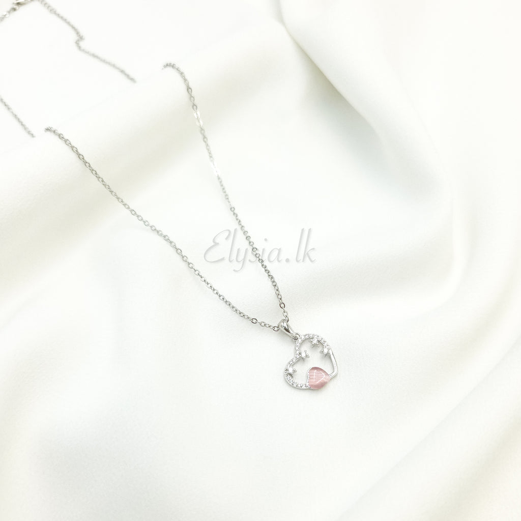 Blush Heart Pendant Necklace – 925 Sterling Silver