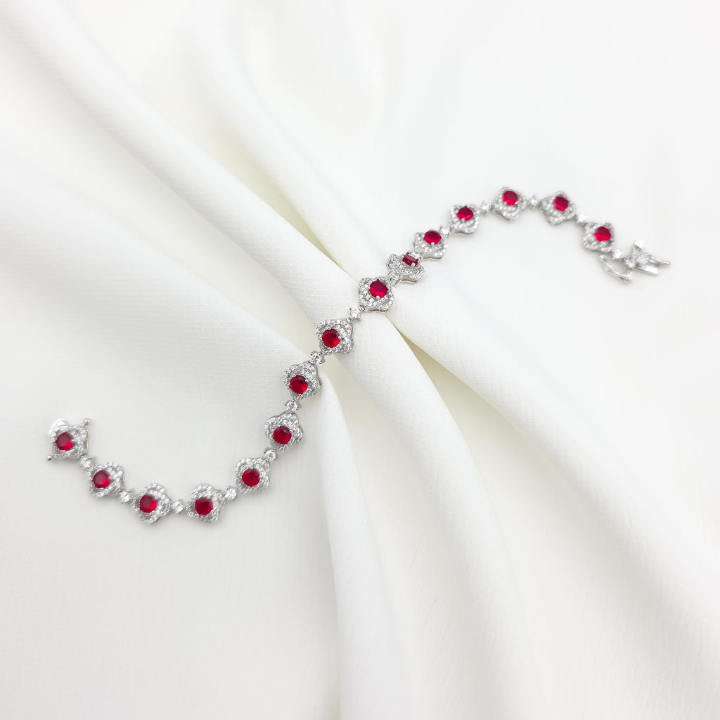 Ruby crustal Halo Tennis Bracelet