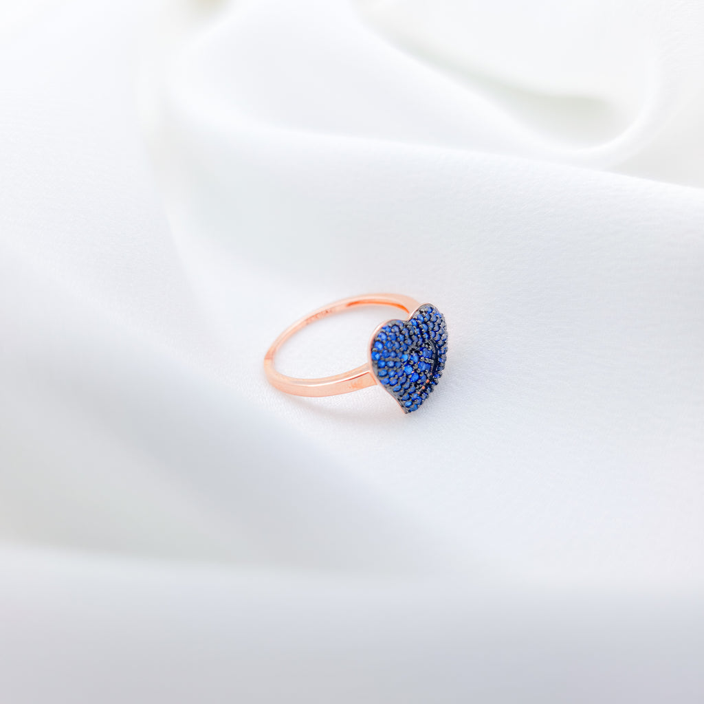 Blue Heart Zircon Ring – 925 Sterling Silver