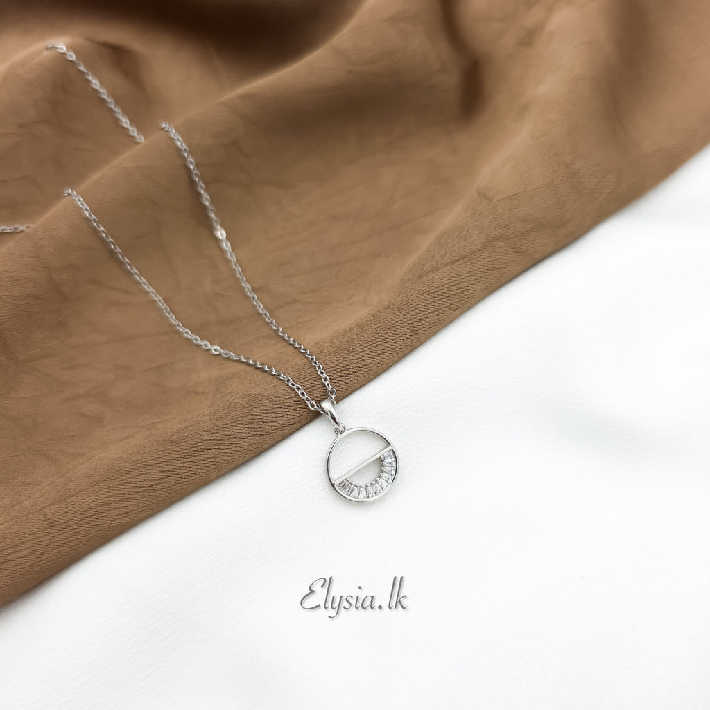 Luna Arc Circle Silver Necklace