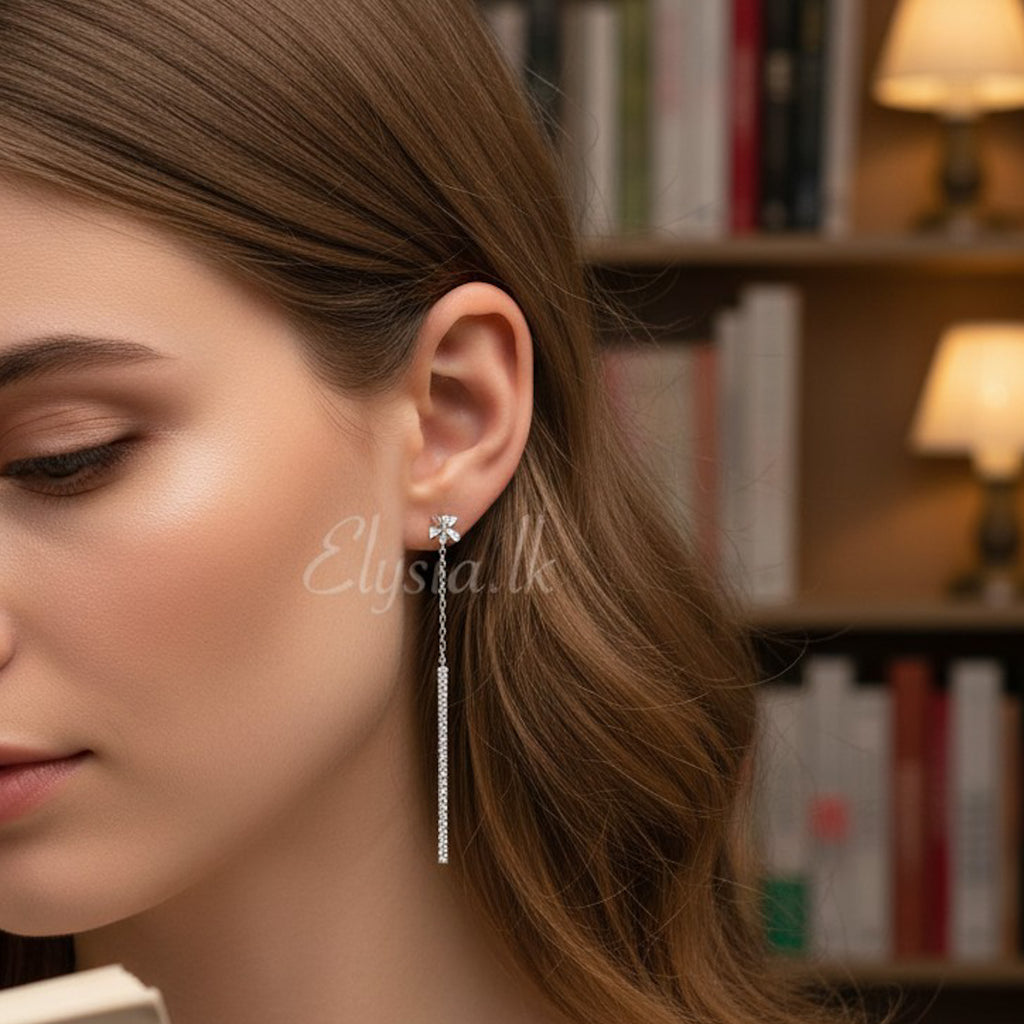 Elysia Pavé Bar Drop Earrings