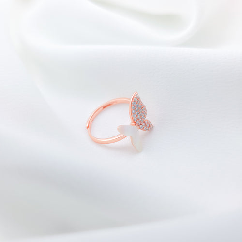 925 Sterling Silver Rose Gold Plated Butterfly Ring