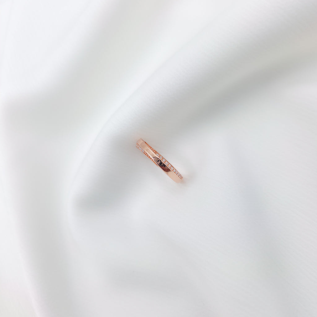 925 Silver Rose Gold Plated Elegant Stone Ring