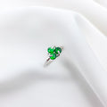 Elegant 925 Sterling Silver Green Stone Cluster Ring