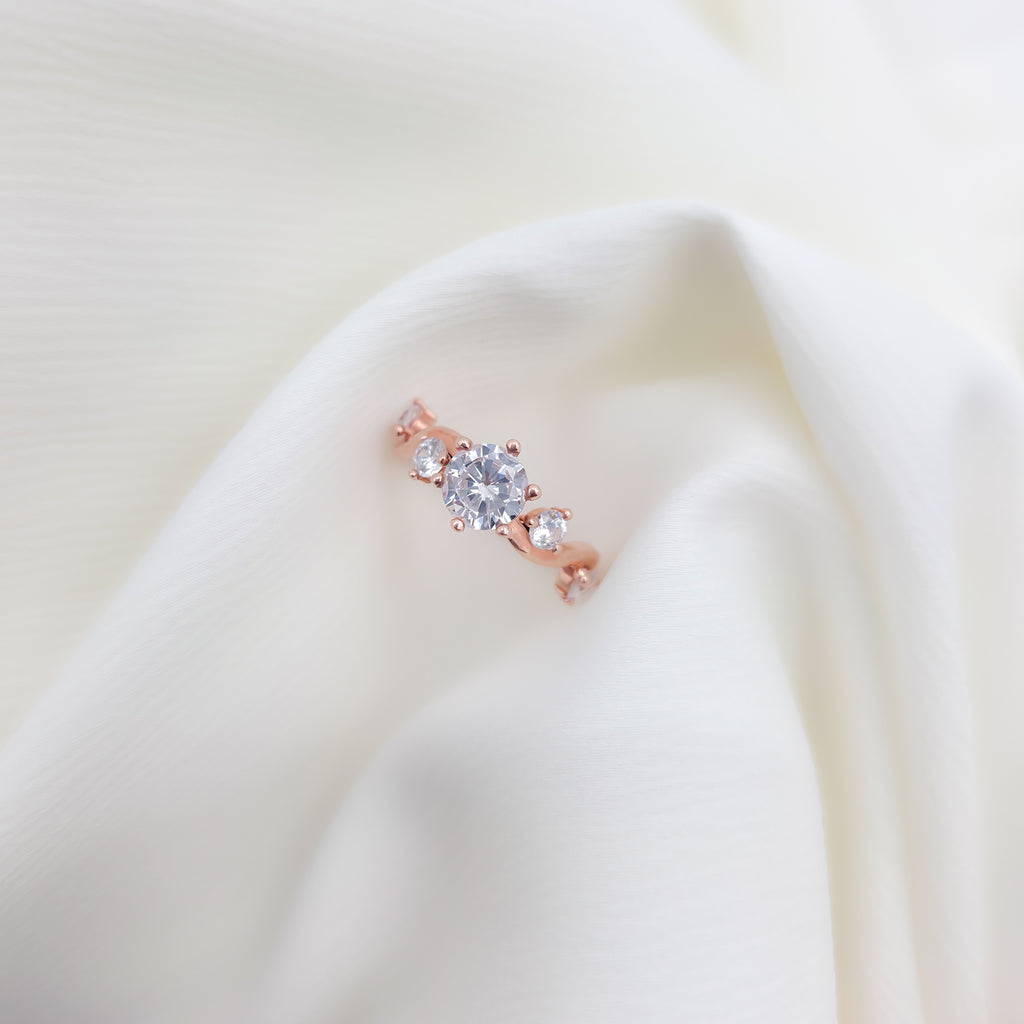Elegant Rose Gold Plated 925 Silver Multi-Stone Ring