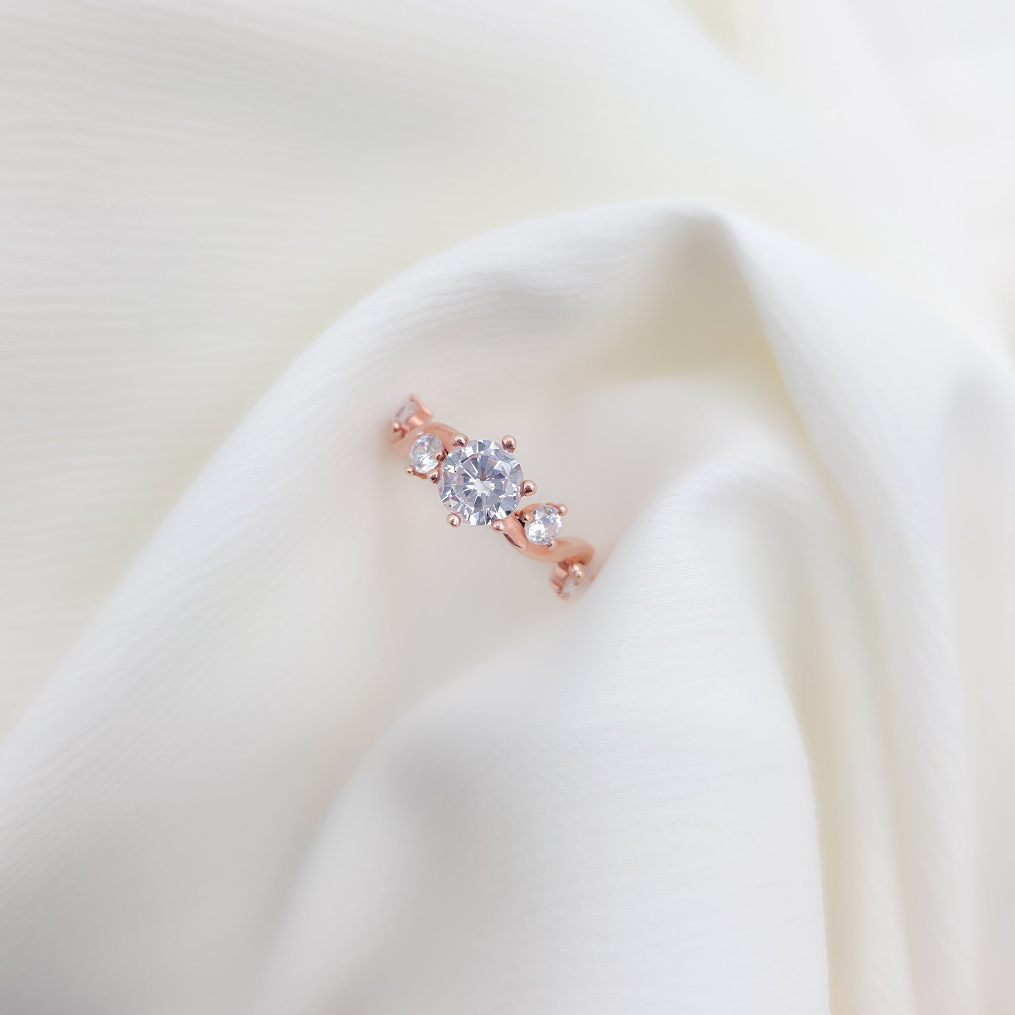 Elegant Rose Gold Plated 925 Silver Multi-Stone Ring