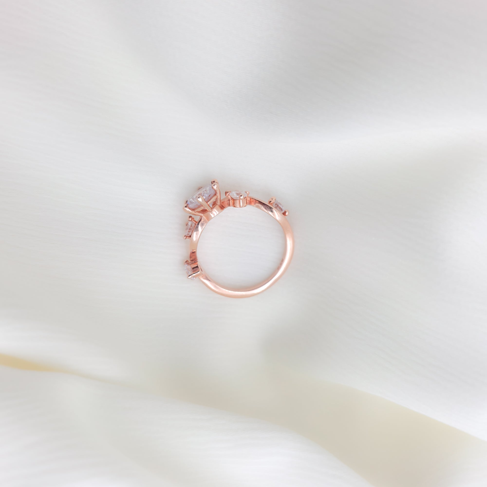 Elegant Rose Gold Plated 925 Silver Multi-Stone Ring