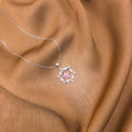 925 Sterling Silver Pink Blossom Crystal Necklace