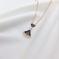 925 Sterling Silver Rose Gold Plated Black Dress Pendant Necklace